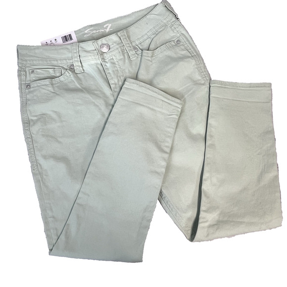 Seven 7 Jeans Pants size 8 Cucumber Green Starlette Crop Skinny Leg Pockets - Picture 1 of 11